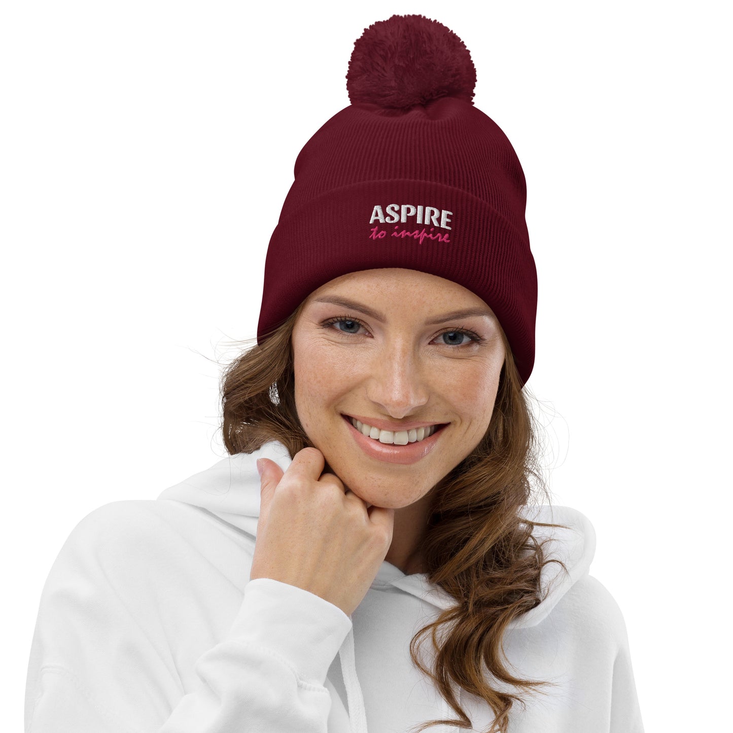 Pom Pom Beanie 'Aspire To Inspire'