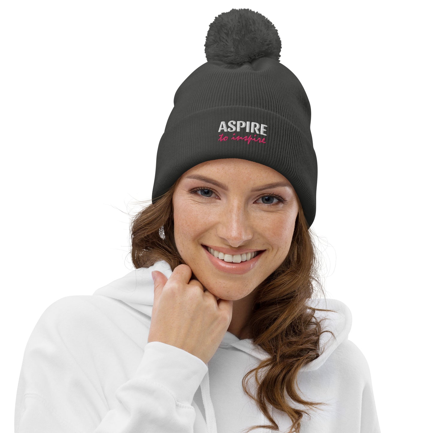Pom Pom Beanie 'Aspire To Inspire'
